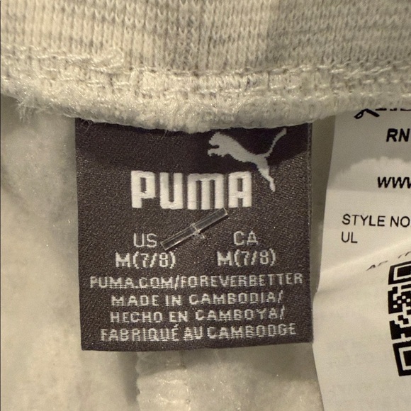 Puma Girl’s Grey Heather & Pink Sweatpants Fleece Cuffed Size M (7/8) - Picture 8 of 10